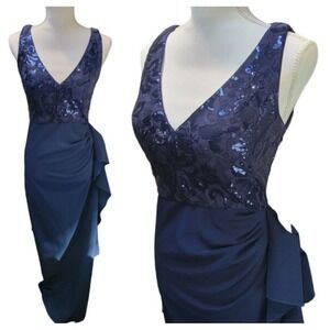 NWT Vince Camuto Maxi‎ Dress Women's Sz 4 Sequin Ruched Party Cocktail Wedding